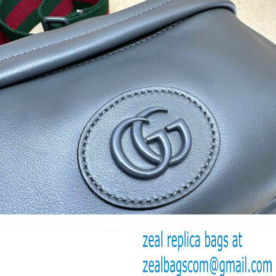 Gucci leather Shoulder bag with tonal Double G 725696 Gray 2023