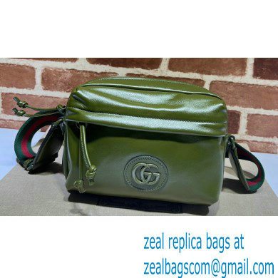 Gucci leather Shoulder bag with tonal Double G 725696 Green 2023 - Click Image to Close