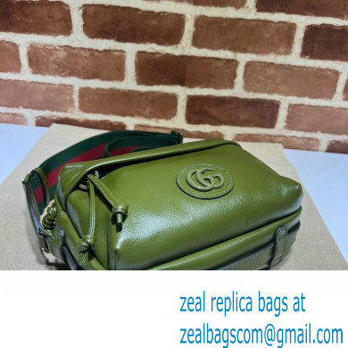 Gucci leather Shoulder bag with tonal Double G 725696 Green 2023 - Click Image to Close