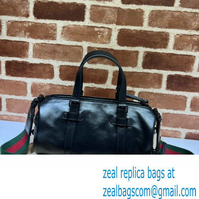 Gucci leather Small duffle bag with tonal Double G 725701 Black 2023 - Click Image to Close