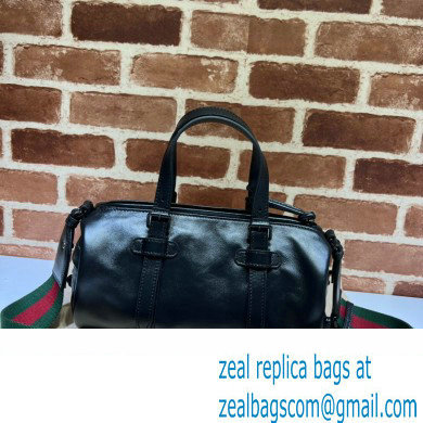 Gucci leather Small duffle bag with tonal Double G 725701 Black 2023