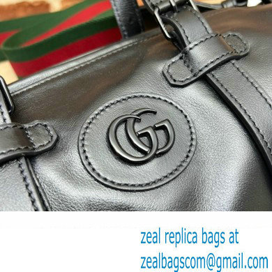 Gucci leather Small duffle bag with tonal Double G 725701 Black 2023