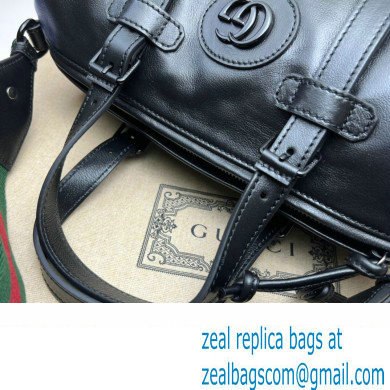 Gucci leather Small duffle bag with tonal Double G 725701 Black 2023