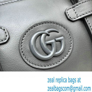 Gucci leather Small duffle bag with tonal Double G 725701 Gray 2023