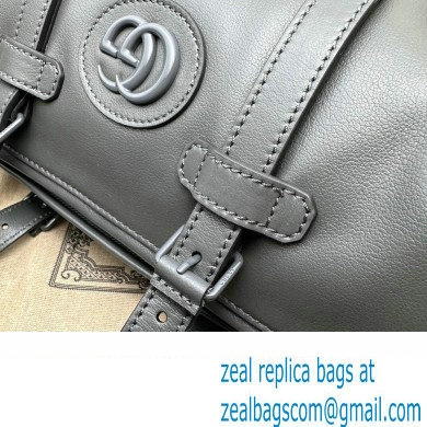 Gucci leather Small duffle bag with tonal Double G 725701 Gray 2023 - Click Image to Close