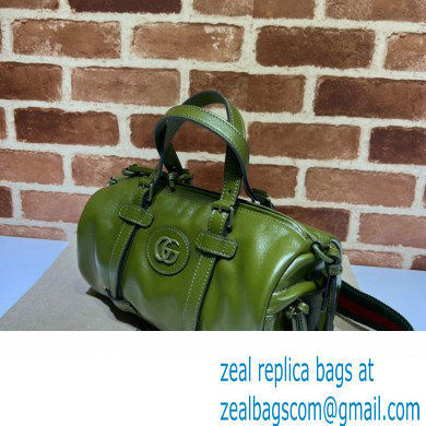 Gucci leather Small duffle bag with tonal Double G 725701 Green 2023