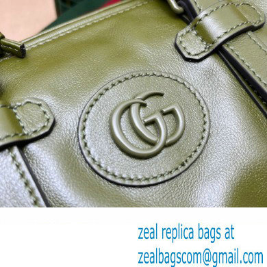Gucci leather Small duffle bag with tonal Double G 725701 Green 2023