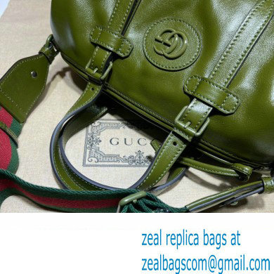 Gucci leather Small duffle bag with tonal Double G 725701 Green 2023