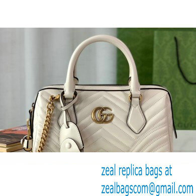 Gucci matelasse chevron leather GG Marmont small top handle bag 746319 White 2023
