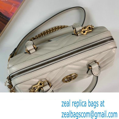 Gucci matelasse chevron leather GG Marmont small top handle bag 746319 White 2023