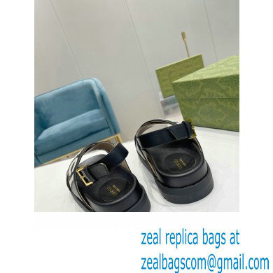 Gucci script Leather Sandals 738691 Black/White 2023