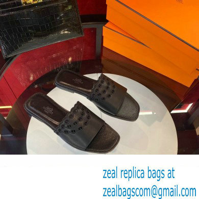 Hermes Gaelle sandal in calfskin black 2023 - Click Image to Close