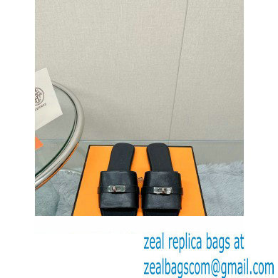 Hermes Giulia FLAT sandal in calfskin black 2023