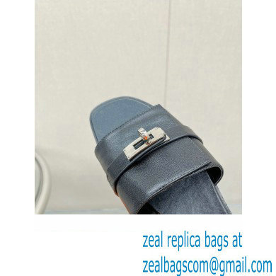 Hermes Giulia FLAT sandal in calfskin black 2023 - Click Image to Close