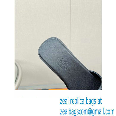 Hermes Giulia FLAT sandal in calfskin black 2023 - Click Image to Close