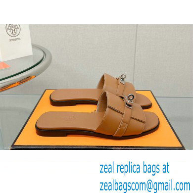 Hermes Giulia FLAT sandal in calfskin tan 2023