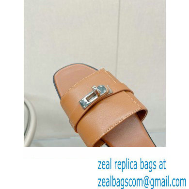 Hermes Giulia FLAT sandal in calfskin tan 2023 - Click Image to Close