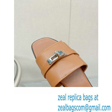 Hermes Giulia FLAT sandal in calfskin tan 2023