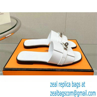 Hermes Giulia FLAT sandal in calfskin white 2023