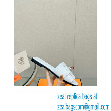 Hermes Giulia FLAT sandal in calfskin white 2023 - Click Image to Close