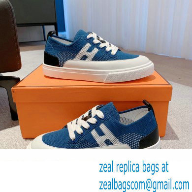 Hermes Knit and calfskin Deep Women/Men Sneakers 01 2023