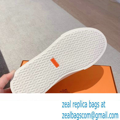 Hermes Knit and calfskin Deep Women/Men Sneakers 02 2023 - Click Image to Close