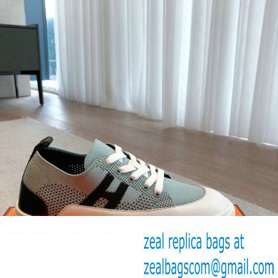 Hermes Knit and calfskin Deep Women/Men Sneakers 04 2023 - Click Image to Close