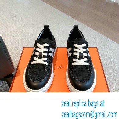 Hermes Knit and calfskin Deep Women/Men Sneakers 05 2023 - Click Image to Close