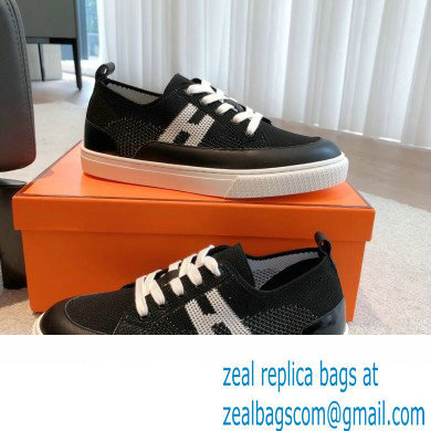 Hermes Knit and calfskin Deep Women/Men Sneakers 05 2023 - Click Image to Close
