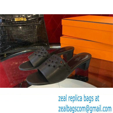 Hermes heel 5CM Gaelle sandal in calfskin black 2023