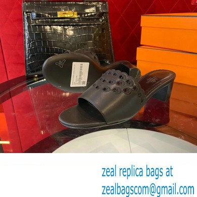 Hermes heel 5CM Gaelle sandal in calfskin black 2023 - Click Image to Close