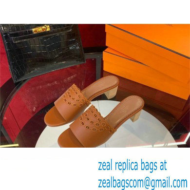 Hermes heel 5CM Gaelle sandal in calfskin tan 2023