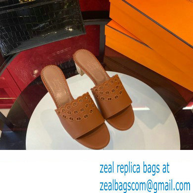 Hermes heel 5CM Gaelle sandal in calfskin tan 2023