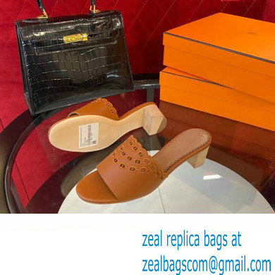 Hermes heel 5CM Gaelle sandal in calfskin tan 2023