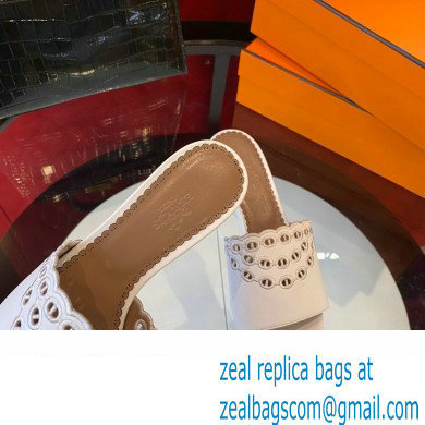 Hermes heel 5CM Gaelle sandal in calfskin white 2023 - Click Image to Close