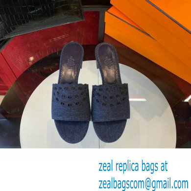 Hermes heel 5CM Gaelle sandal in denim bleu brut / marine 2023