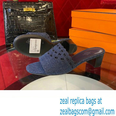 Hermes heel 5CM Gaelle sandal in denim bleu brut / marine 2023 - Click Image to Close