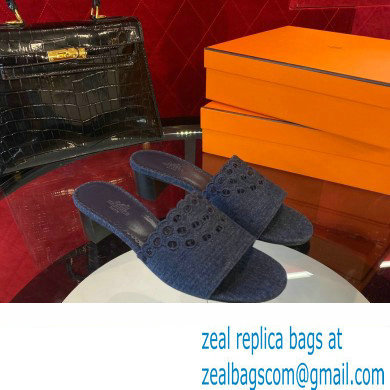 Hermes heel 5CM Gaelle sandal in denim bleu brut / marine 2023