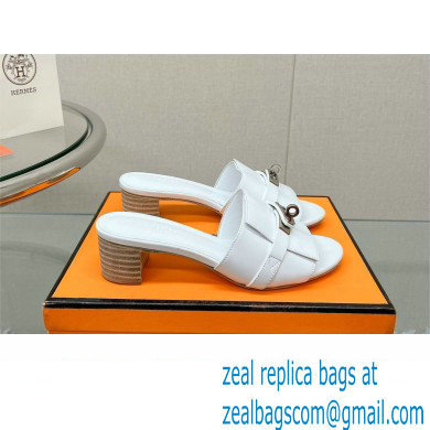 Hermes heel 5CM Giulia sandal in calfskin WHITE 2023