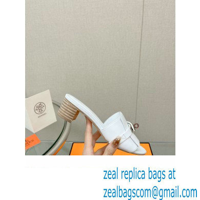 Hermes heel 5CM Giulia sandal in calfskin WHITE 2023