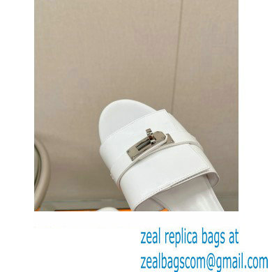 Hermes heel 5CM Giulia sandal in calfskin WHITE 2023 - Click Image to Close