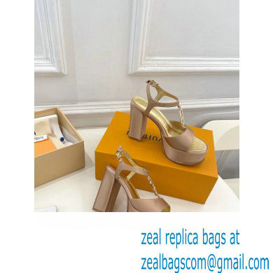 Louis Vuitton Heel 11cm Platform 4cm Sandals Satin Nude with LV Initials chain 2023