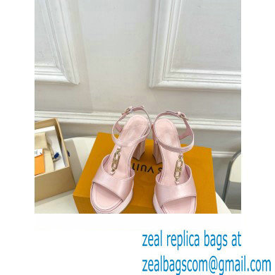 Louis Vuitton Heel 11cm Platform 4cm Sandals Satin Pink with LV Initials chain 2023