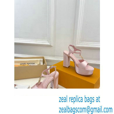 Louis Vuitton Heel 11cm Platform 4cm Sandals Satin Pink with LV Initials chain 2023 - Click Image to Close