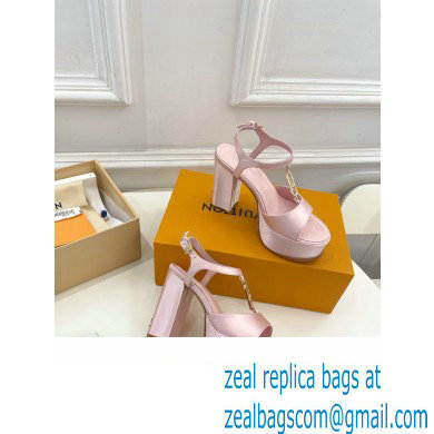 Louis Vuitton Heel 11cm Platform 4cm Sandals Satin Pink with LV Initials chain 2023