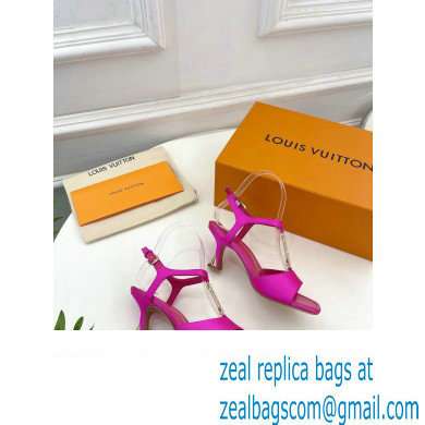 Louis Vuitton Heel 6.5cm Sparkle Sandals Satin Fuchsia with LV Initials chain 2023