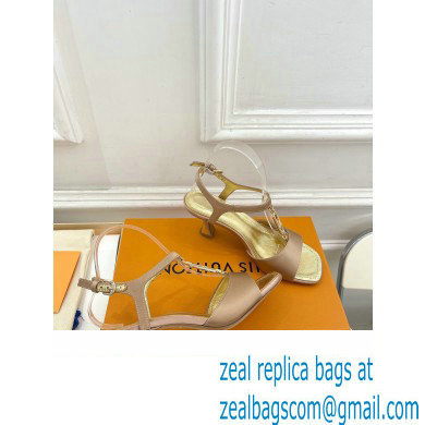 Louis Vuitton Heel 6.5cm Sparkle Sandals Satin Nude with LV Initials chain 2023