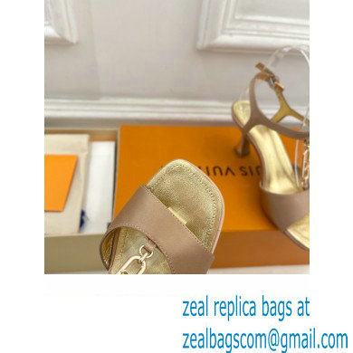 Louis Vuitton Heel 6.5cm Sparkle Sandals Satin Nude with LV Initials chain 2023