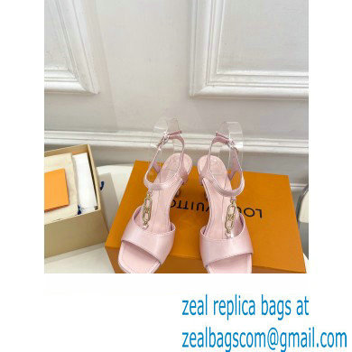 Louis Vuitton Heel 6.5cm Sparkle Sandals Satin Pink with LV Initials chain 2023 - Click Image to Close