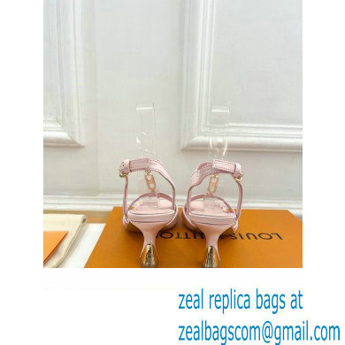 Louis Vuitton Heel 6.5cm Sparkle Sandals Satin Pink with LV Initials chain 2023